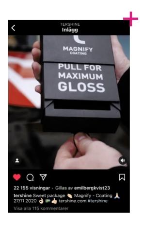 tershines instagram-inlägg, över 22000 visningar