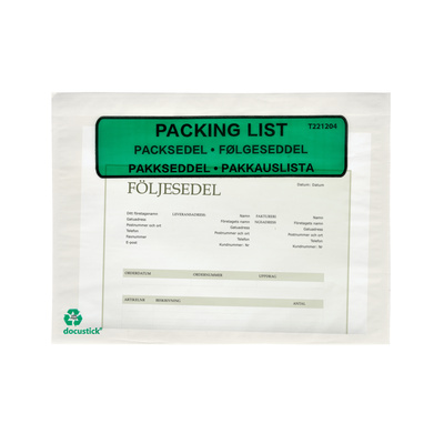 Packsedelskuvert av papper