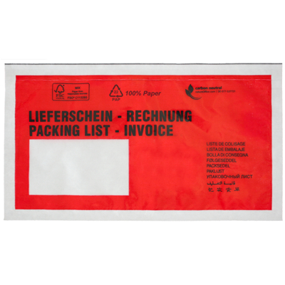 Packsedelskuvert av papper